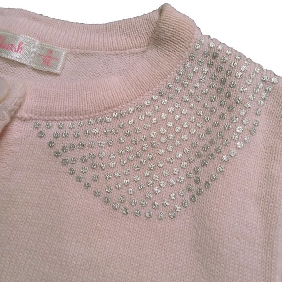 Billieblush Pale Pink Cardigan Sweater With Metallic Silver Detail Size 2/86 - Picture 4 of 8